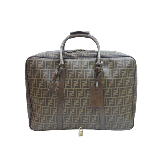 Fendi Tiger Hack Zucca Pattern Leather Handbag Brown - Picture 1 of 9